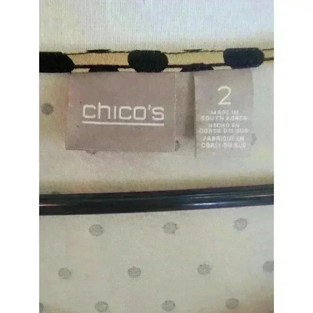 Chico's Womens Size 2 Top Polka Dot Tunic Blouse Slinky Career Office Large - Picture 3 of 11